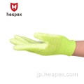 Hespax PUコーティングカーボンファイバー産業作業手袋